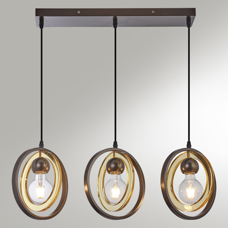 Ivy Bronx 3 Light Kitchen Island Linear Pendant With Acrylic Accents